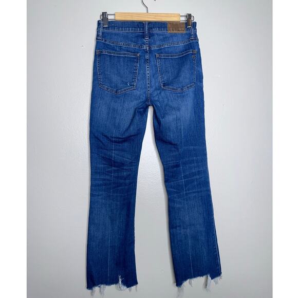 Madewell Cali Demi Boot Crop Jeans Frayed Hem Dark Wash Denim Size 26 - Picture 8 of 8